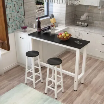 Modern Black-White Metal Structure Bar Tables Image - 1