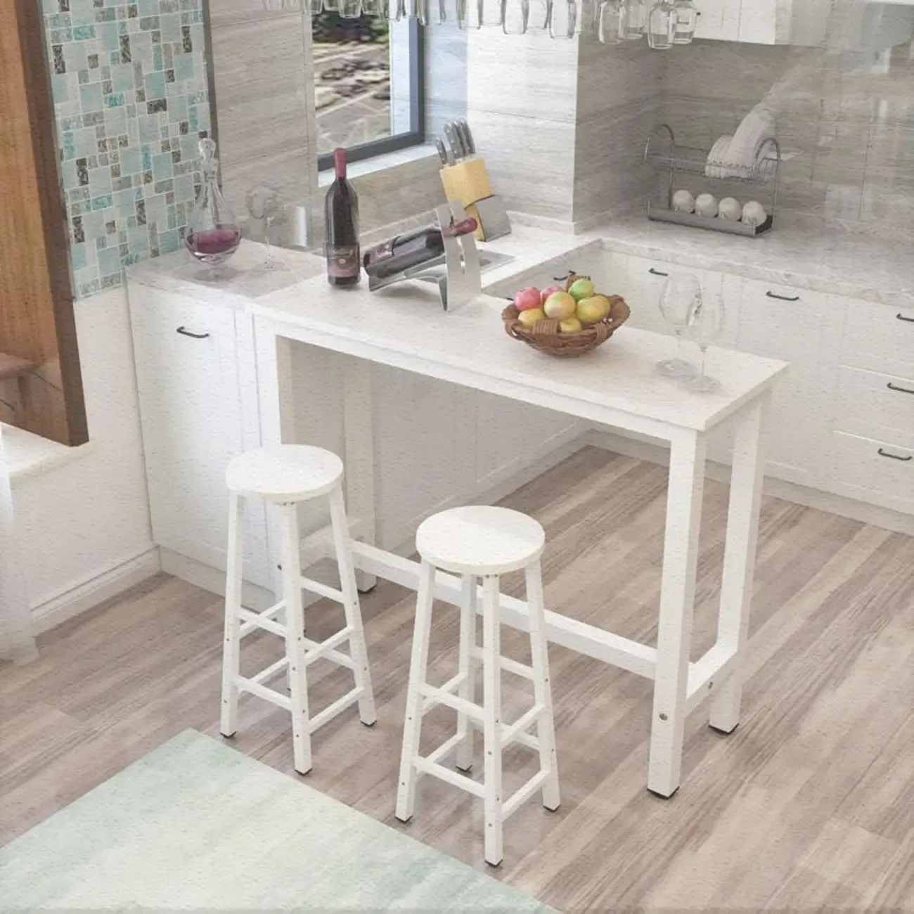 Modern Black-White Metal Structure Bar Tables Image - 2
