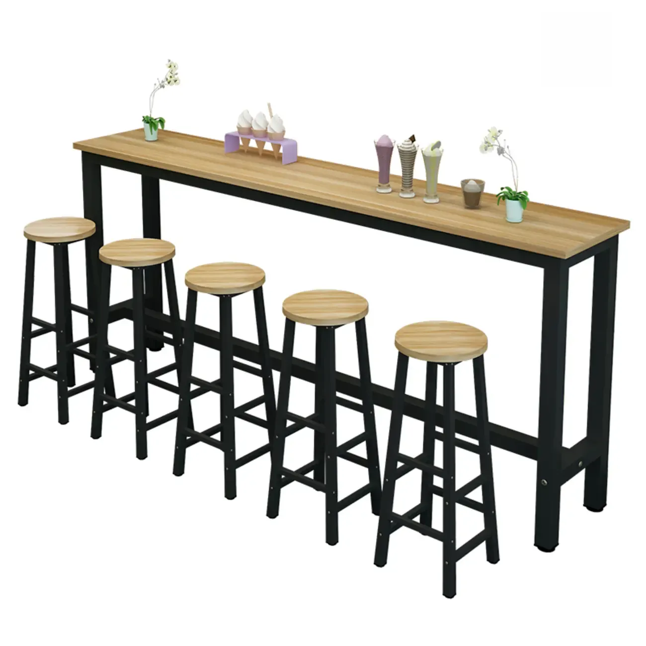 Modern Black-White Metal Structure Bar Tables Image - 3