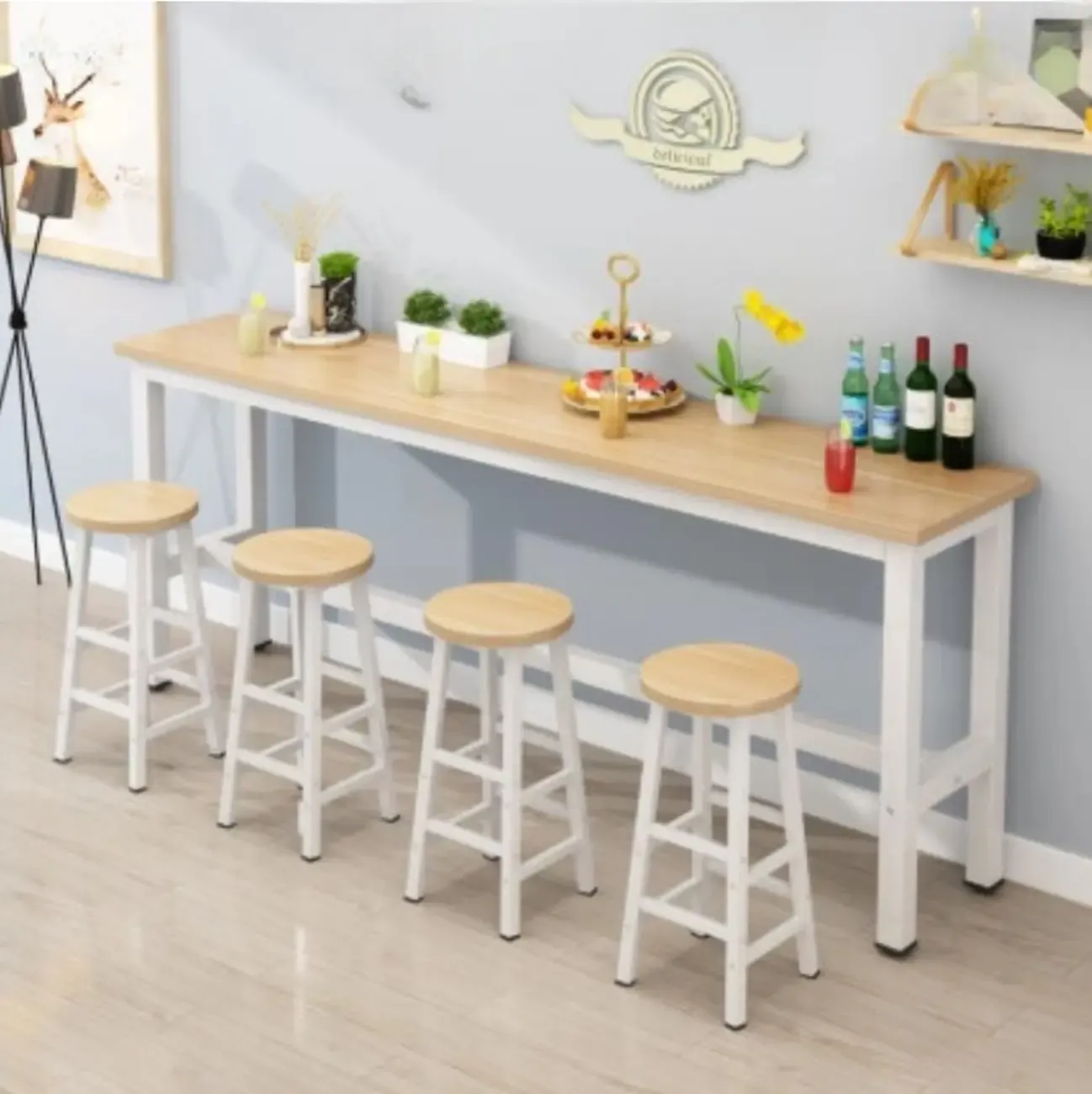 Modern Black-White Metal Structure Bar Tables Image - 4