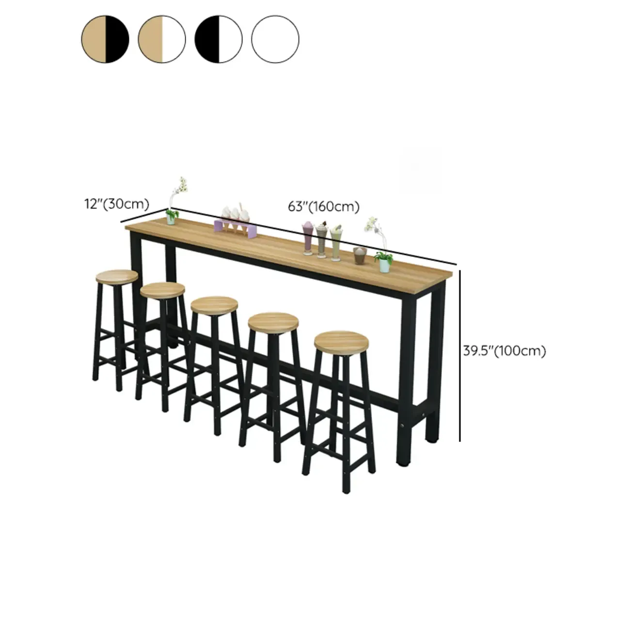 Modern Black-White Metal Structure Bar Tables Image - 14
