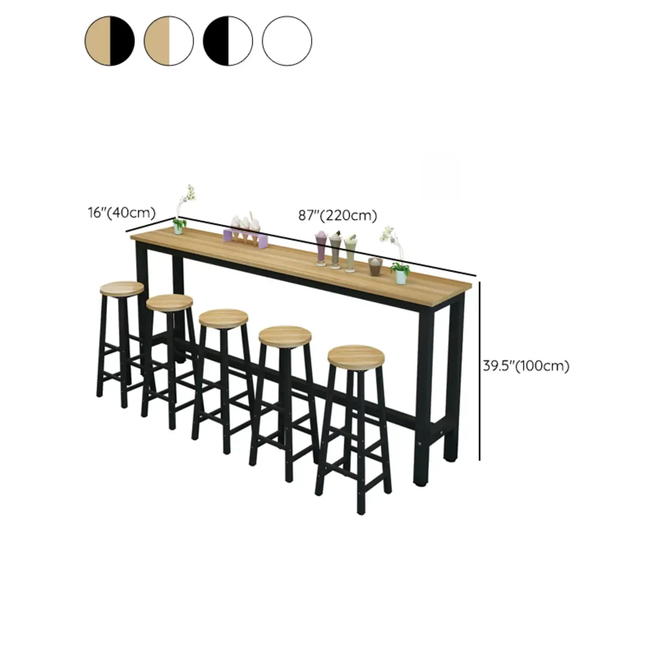Modern Black-White Metal Structure Bar Tables Image - 20