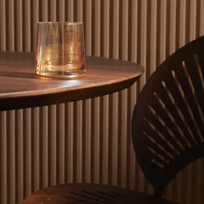 Glam Brown Wood Round Dining Table Image - 7