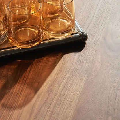 Glam Brown Wood Round Dining Table Image - 10