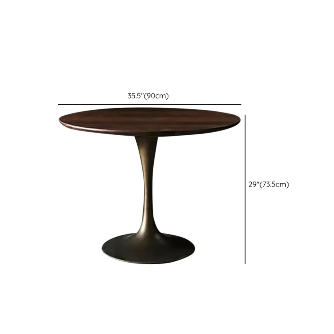 Glam Brown Wood Round Dining Table Image - 17