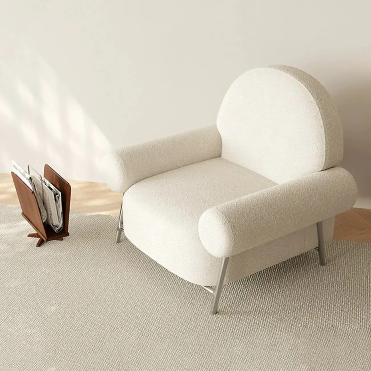 Casual Ink/Cocoa/White Foam Arm Chair with Fixed Back, Arms and Four Legs for Drawing Room Image - 3