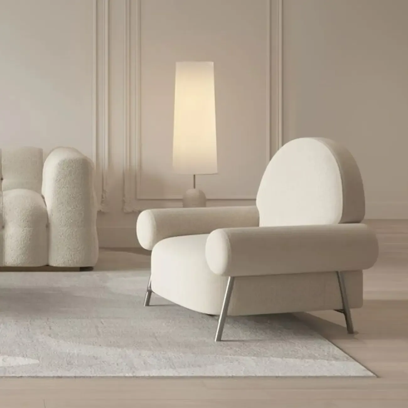 Casual Ink/Cocoa/White Foam Arm Chair with Fixed Back, Arms and Four Legs for Drawing Room Image - 6