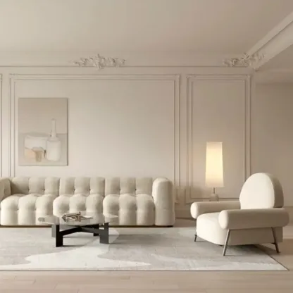 Casual Ink/Cocoa/White Foam Arm Chair with Fixed Back, Arms and Four Legs for Drawing Room Image - 7