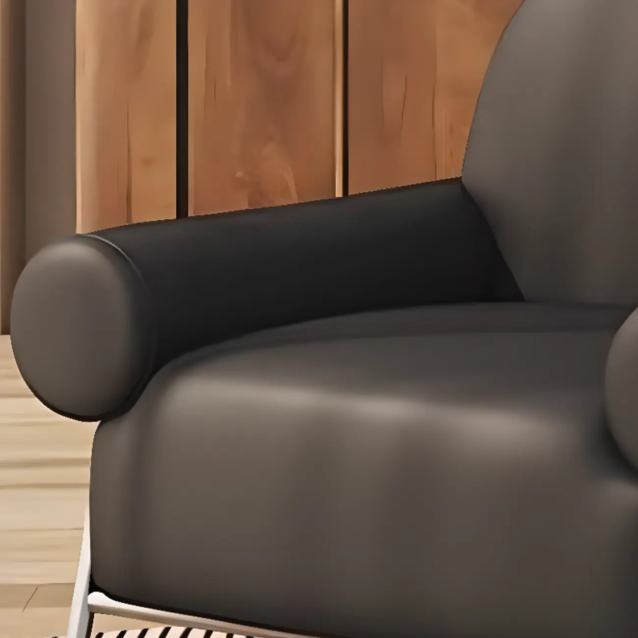 Casual Ink/Cocoa/White Foam Arm Chair with Fixed Back, Arms and Four Legs for Drawing Room Image - 11 | homeyfad