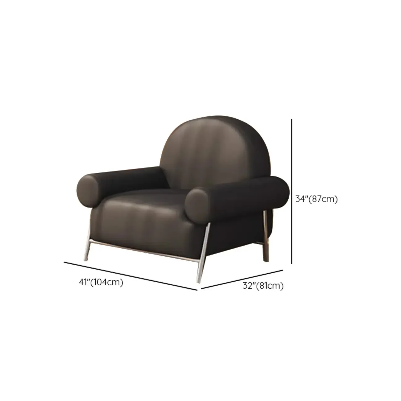 Casual Ink/Cocoa/White Foam Arm Chair with Fixed Back, Arms and Four Legs for Drawing Room Image - 13