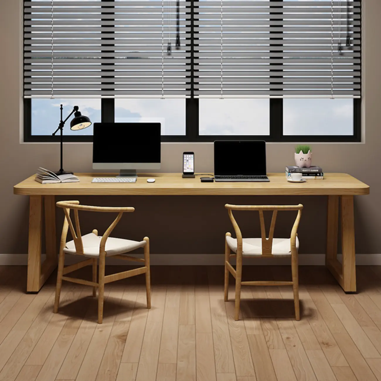 Durable Natural Wooden Timber Office Desk for Home Image - 2 | homeyfad