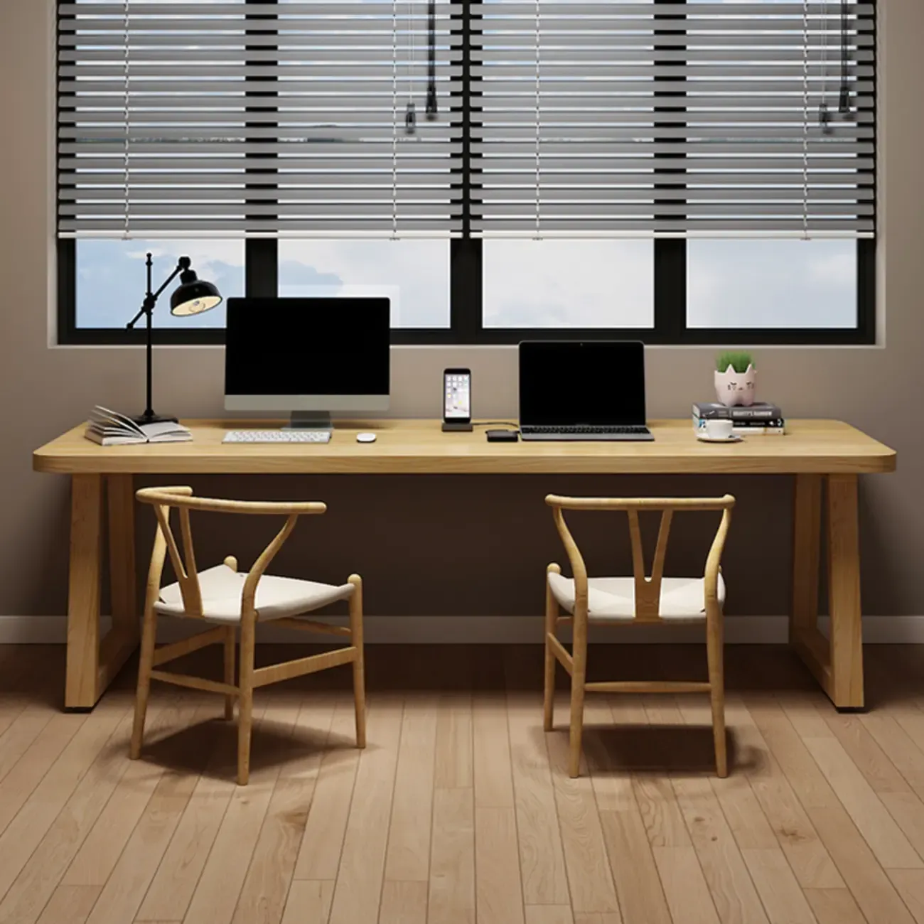 Durable Natural Wooden Timber Office Desk for Home Image - 2