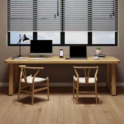 Durable Natural Wooden Timber Office Desk for Home Image - 2