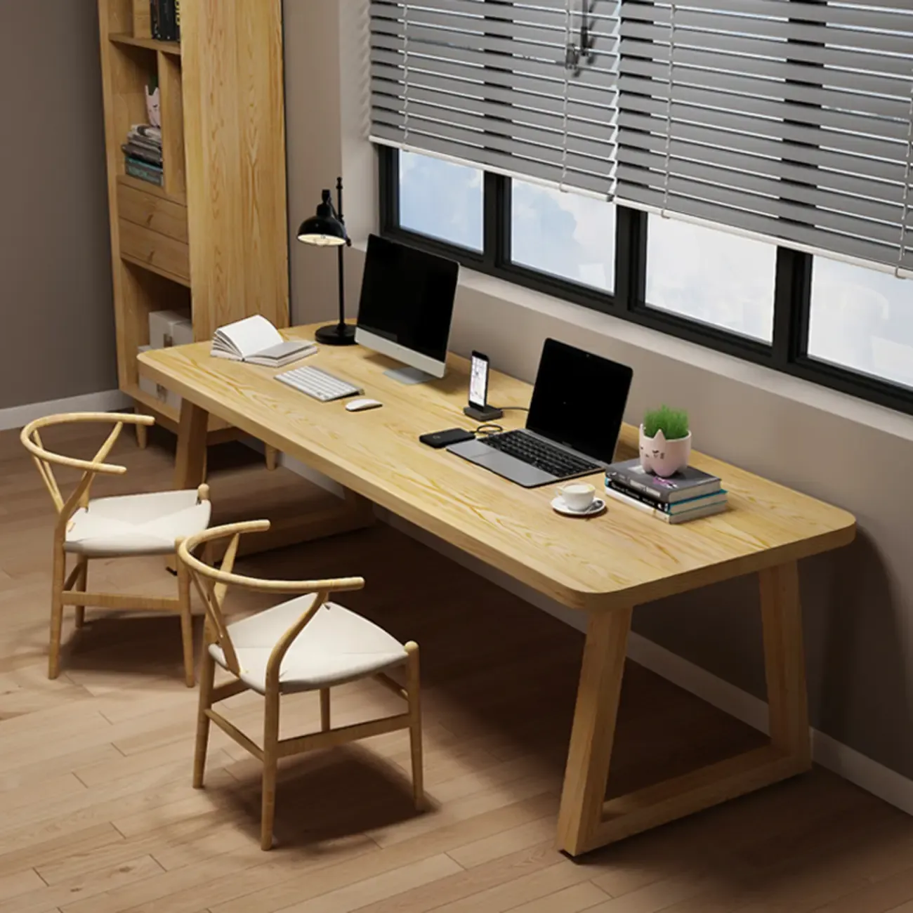 Durable Natural Wooden Timber Office Desk for Home Image - 3