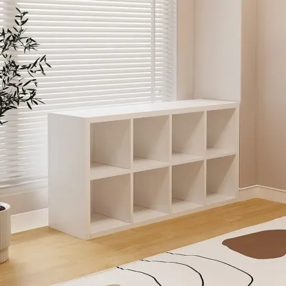Horizontal White Wood Cube Storage Bookcase Image - 6