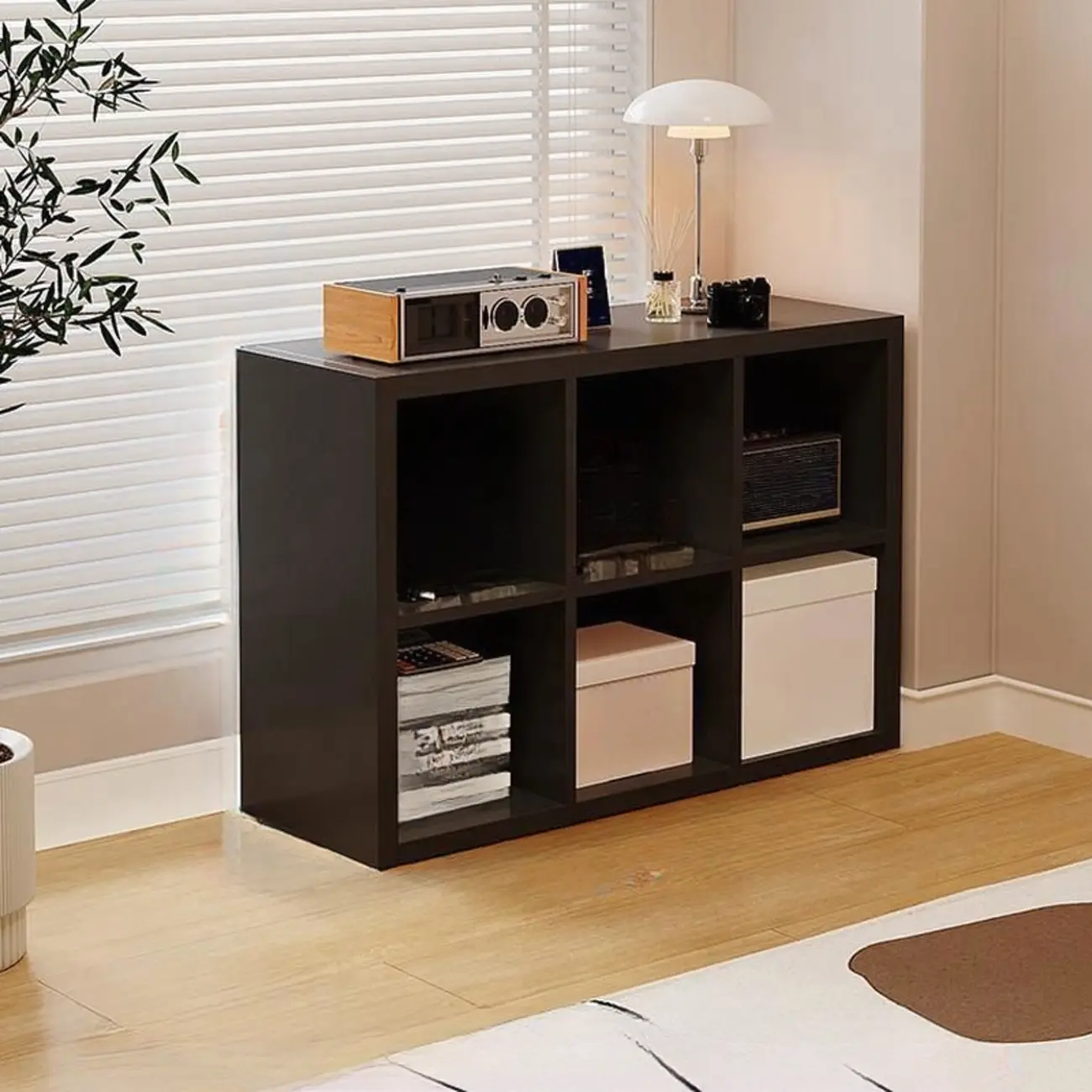 Horizontal White Wood Cube Storage Bookcase Image - 7 | homeyfad