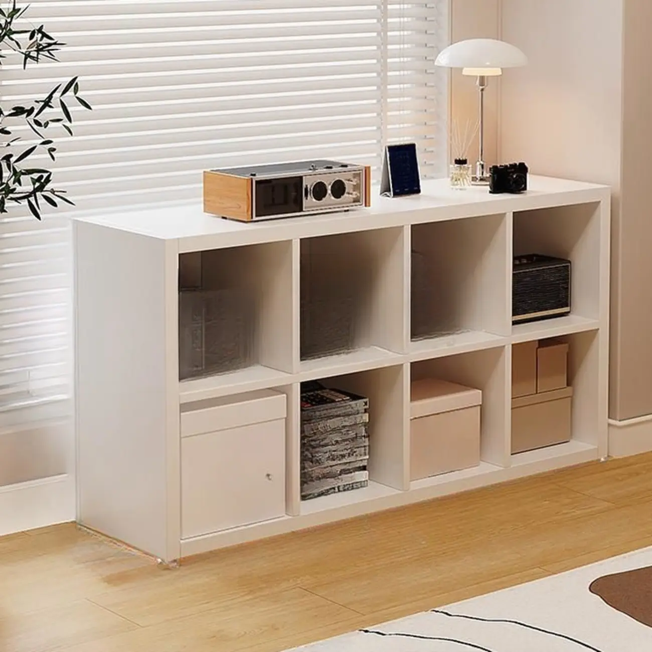 Horizontal White Wood Cube Storage Bookcase Image - 9 | homeyfad