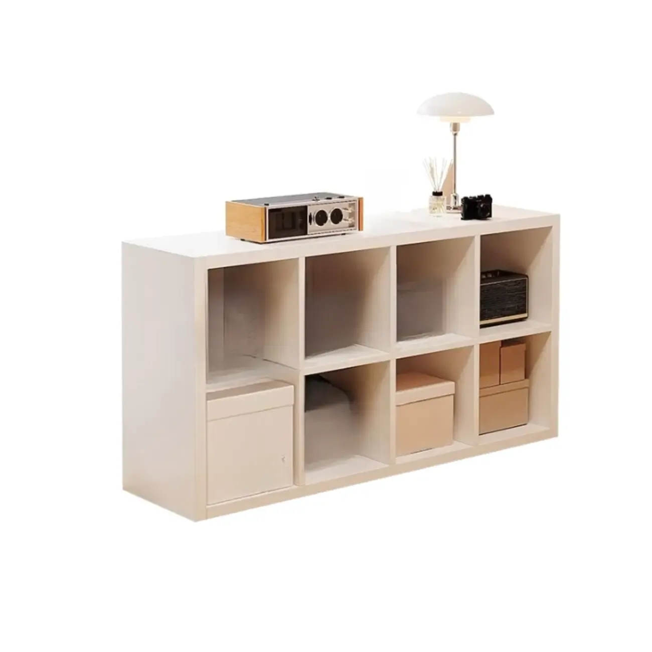 Horizontal White Wood Cube Storage Bookcase Image - 10