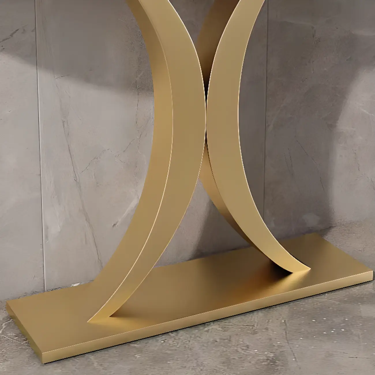 White Half-Circle Stone Rose Gold Entryway Console Table Image - 13 | homeyfad