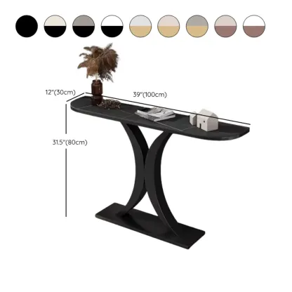 White Half-Circle Stone Rose Gold Entryway Console Table #size