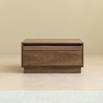 Scandinavia Solid Wood Two-Drawer Storage Nightstand Image - 2