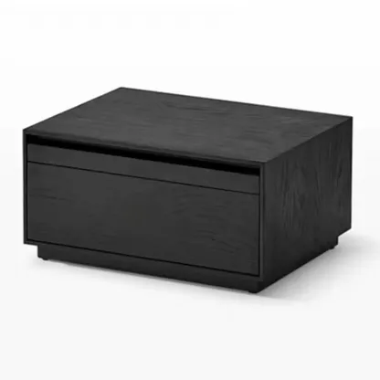 Scandinavia Solid Wood Two-Drawer Storage Nightstand Image - 6