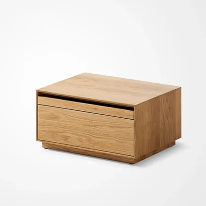 Scandinavia Solid Wood Two-Drawer Storage Nightstand Image - 7