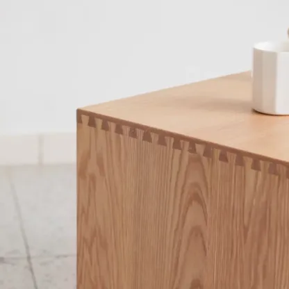 Scandinavia Solid Wood Two-Drawer Storage Nightstand Image - 5