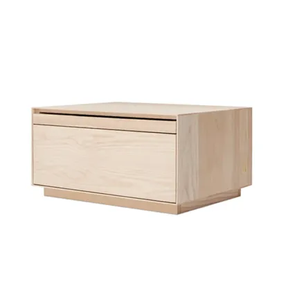 Scandinavia Solid Wood Two-Drawer Storage Nightstand Image - 9