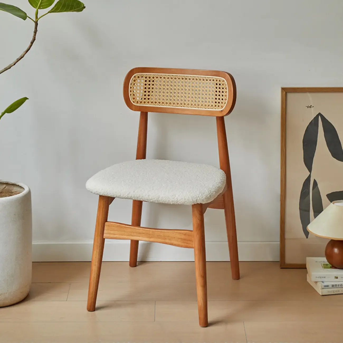 Rustic Black Wooden Armless Dining Chair with Handwoven Back Image - 2