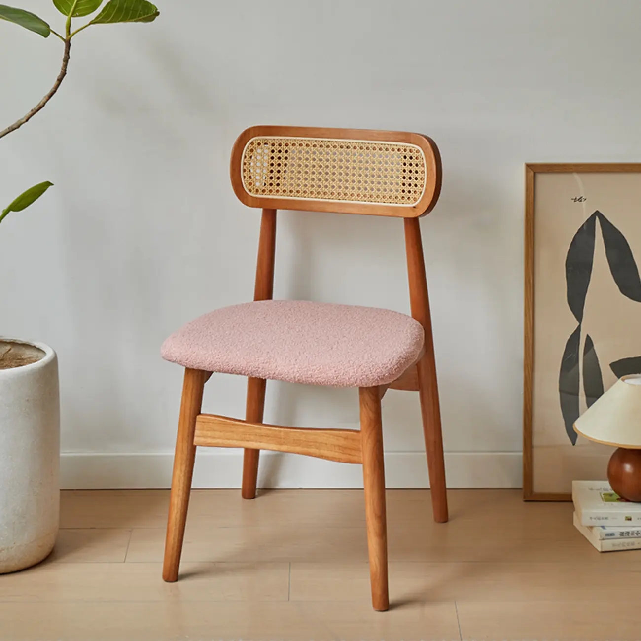 Rustic Black Wooden Armless Dining Chair with Handwoven Back Image - 3 | homeyfad