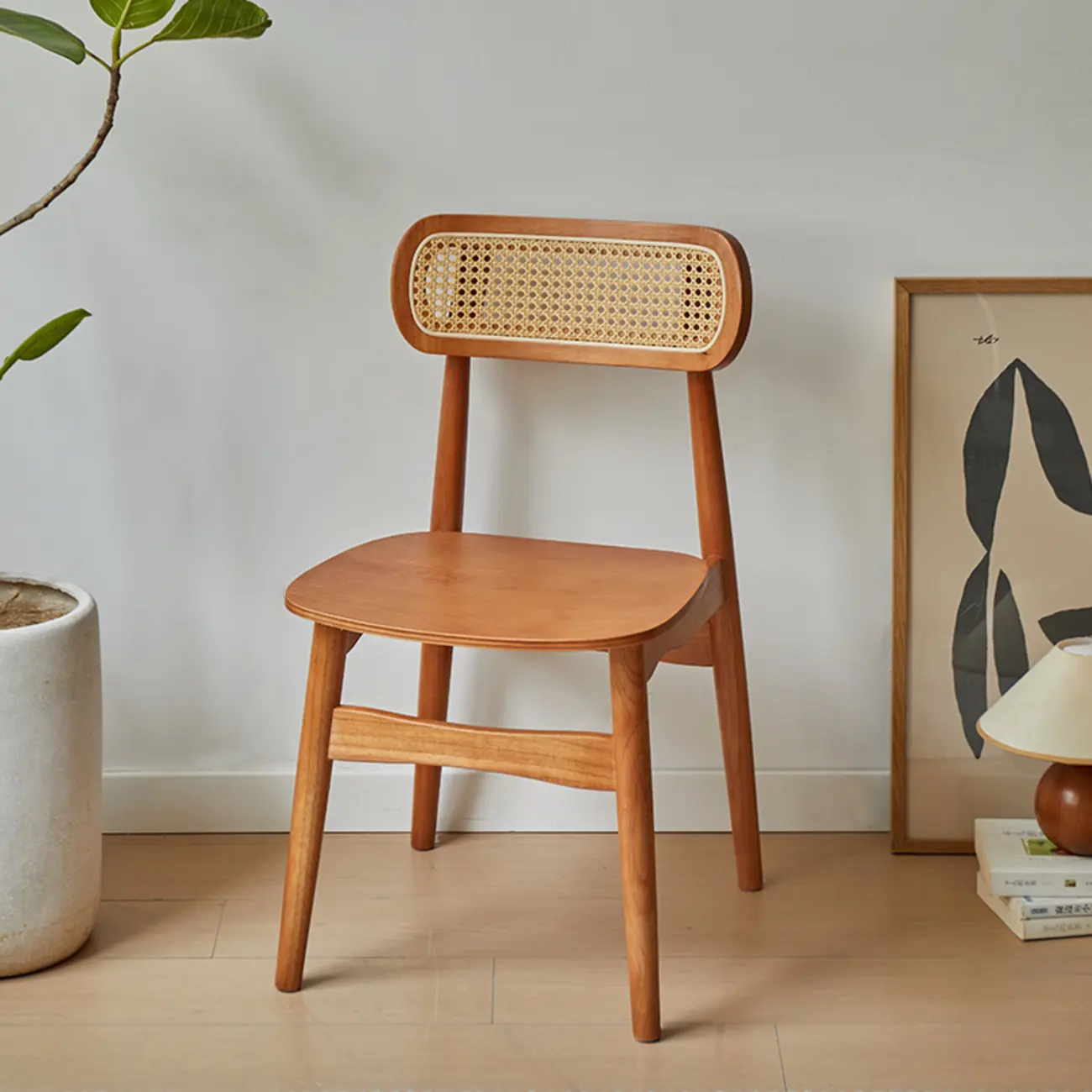 Rustic Black Wooden Armless Dining Chair with Handwoven Back Image - 10 | homeyfad