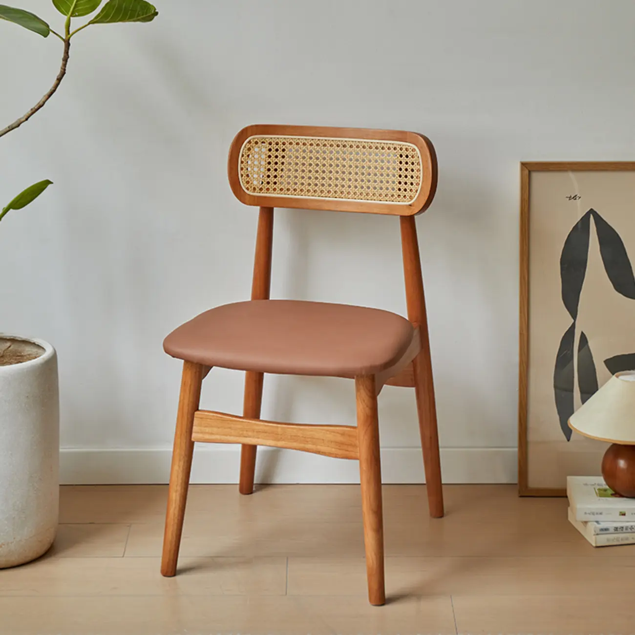 Rustic Black Wooden Armless Dining Chair with Handwoven Back Image - 14 | homeyfad