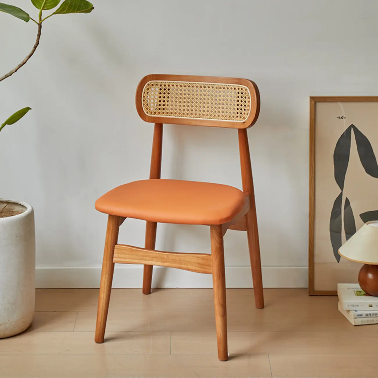 Rustic Black Wooden Armless Dining Chair with Handwoven Back Image - 18 | homeyfad