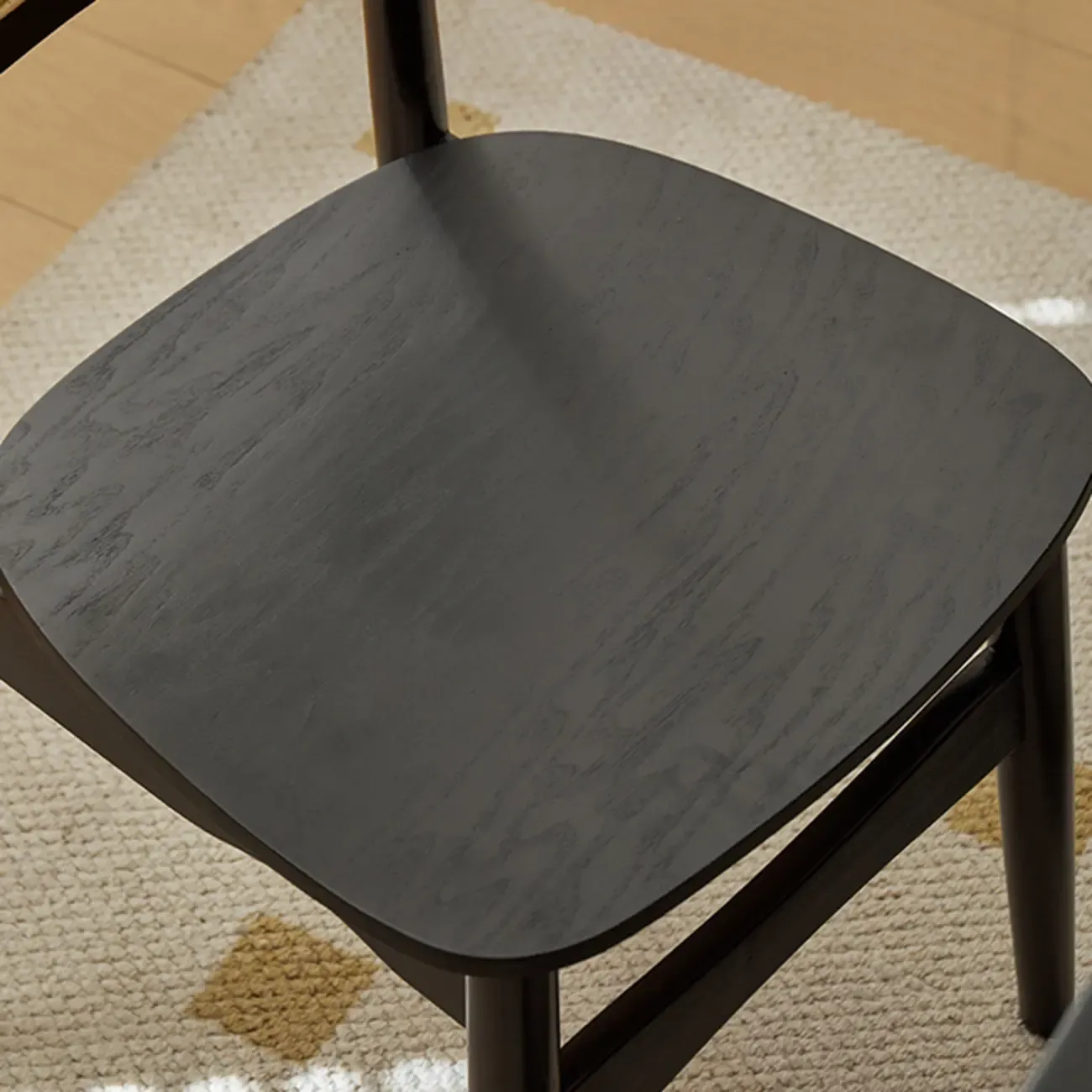 Rustic Black Wooden Armless Dining Chair with Handwoven Back Image - 19