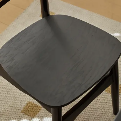 Rustic Black Wooden Armless Dining Chair with Handwoven Back Image - 19