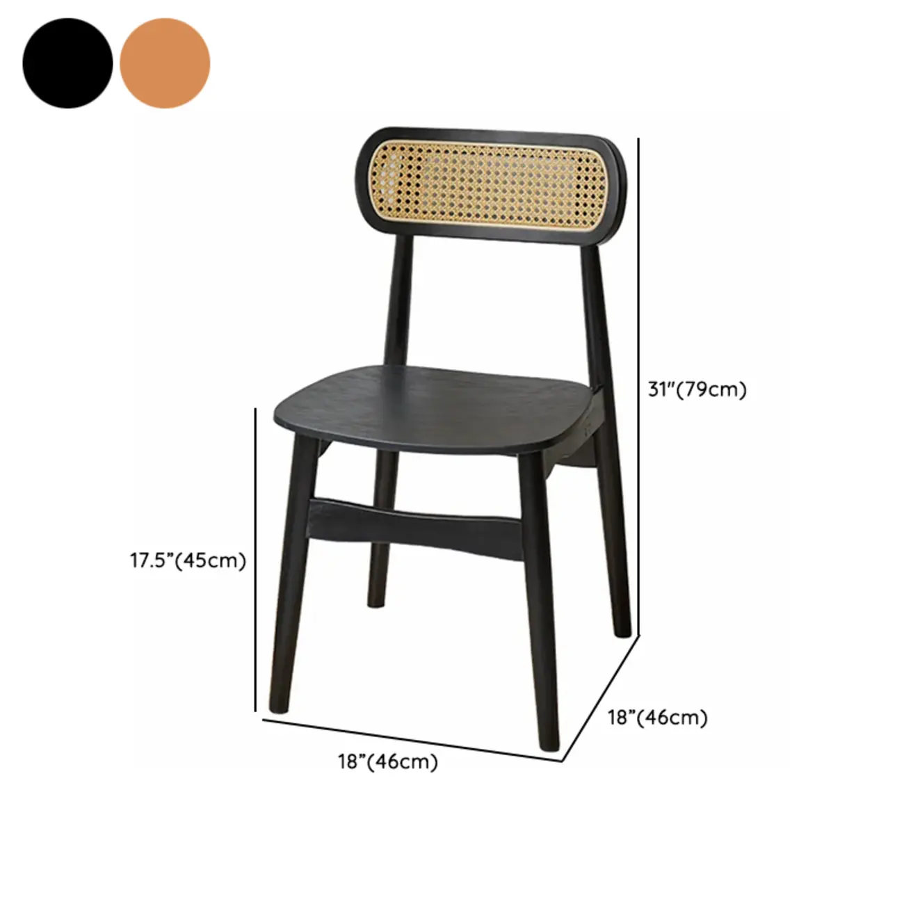 Rustic Black Wooden Armless Dining Chair with Handwoven Back Image - 27 | homeyfad