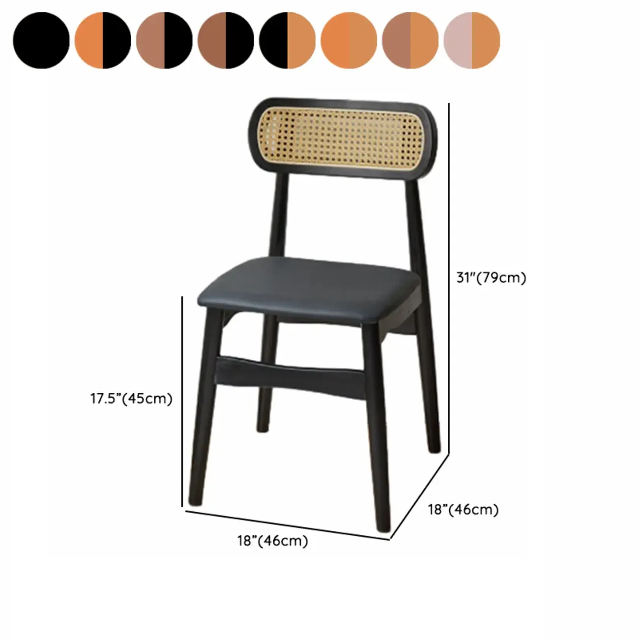 Rustic Black Wooden Armless Dining Chair with Handwoven Back Image - 28