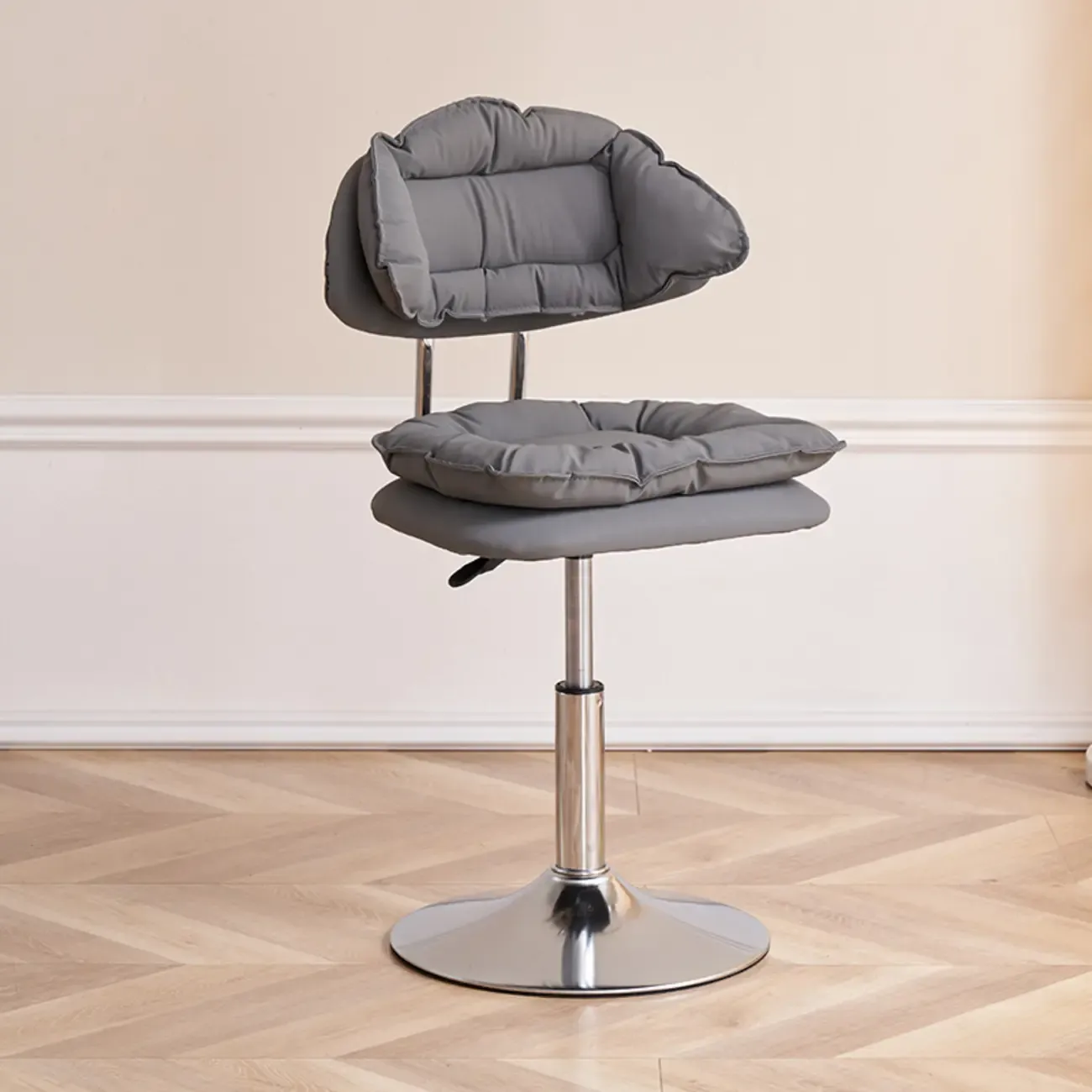 Square Multi-levelled Upholstered Bar Stools with Wheels Image - 4