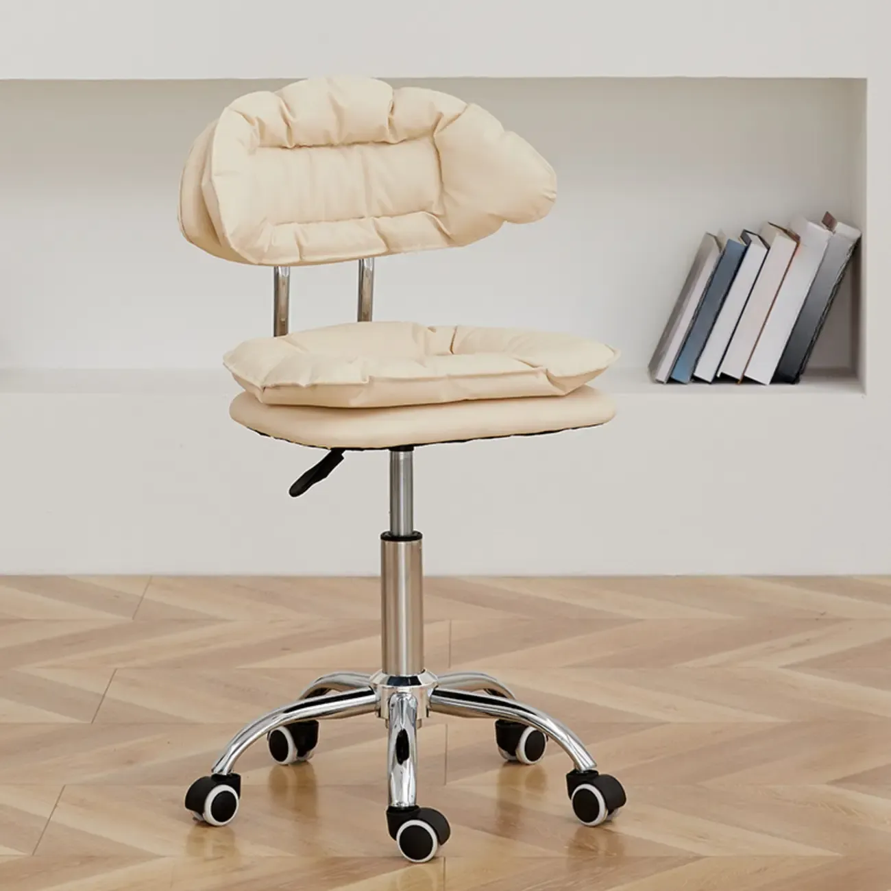 Square Multi-levelled Upholstered Bar Stools with Wheels Image - 9