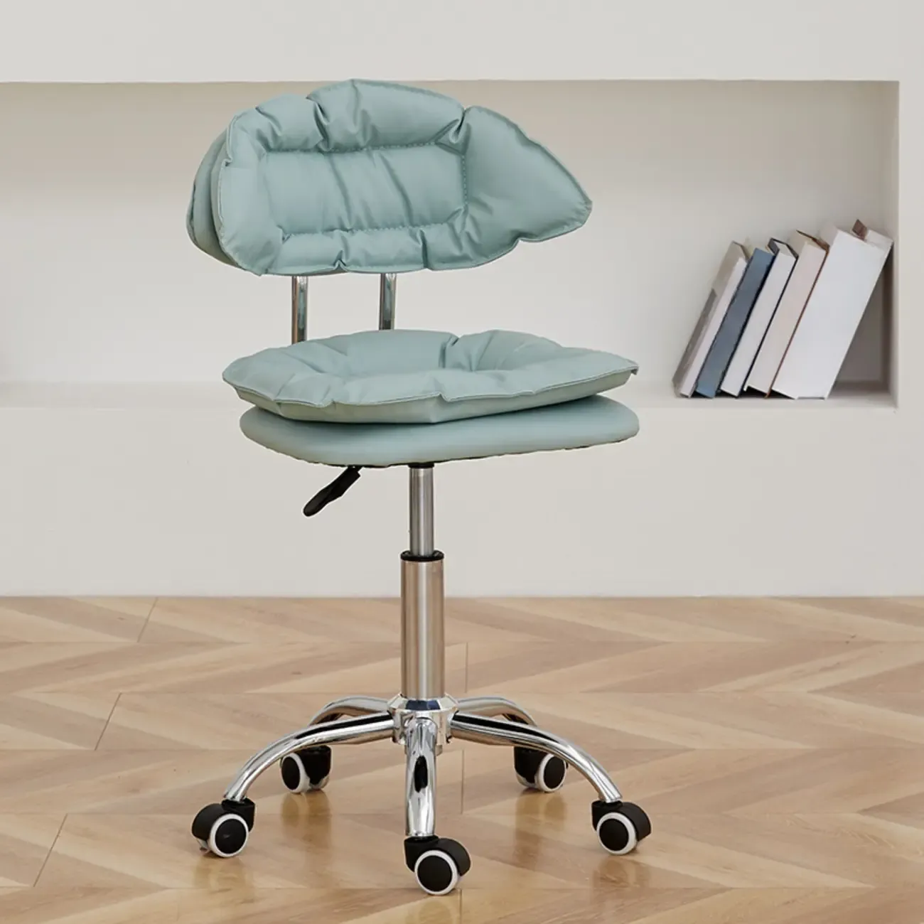 Square Multi-levelled Upholstered Bar Stools with Wheels Image - 11