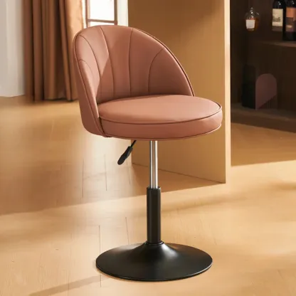 Casual Round Faux Leather Low Back Swivel Bar Stools Image - 6