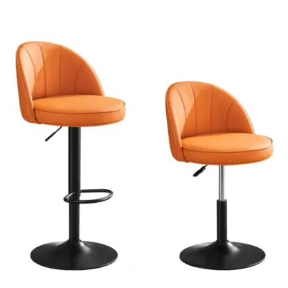 Casual Round Faux Leather Low Back Swivel Bar Stools Image - 23
