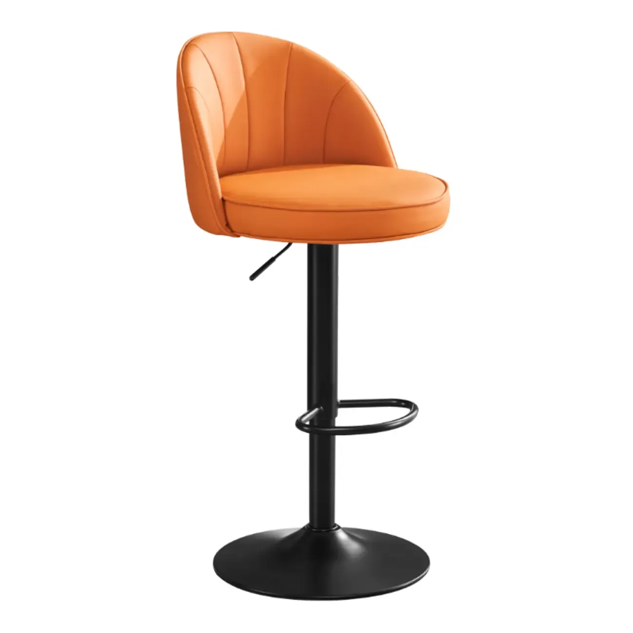 Casual Round Faux Leather Low Back Swivel Bar Stools Image - 22