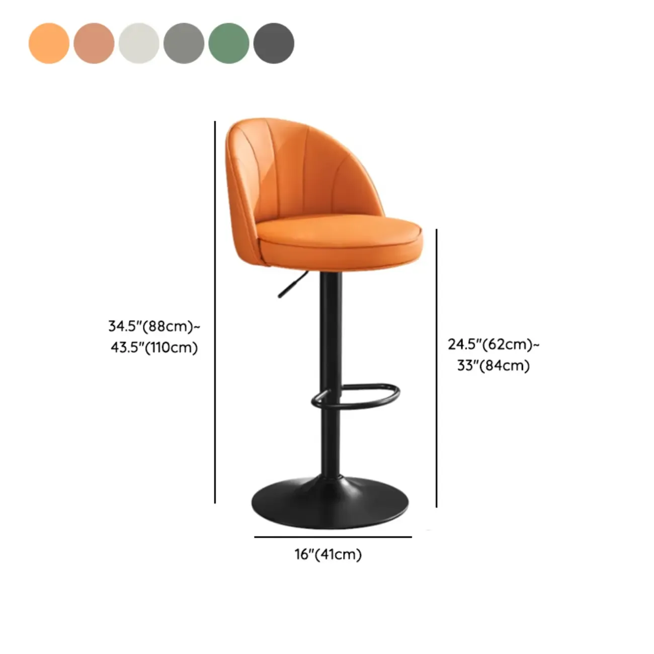Casual Round Faux Leather Low Back Swivel Bar Stools Image - 25