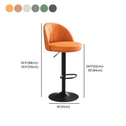 Casual Round Faux Leather Low Back Swivel Bar Stools Image - 25
