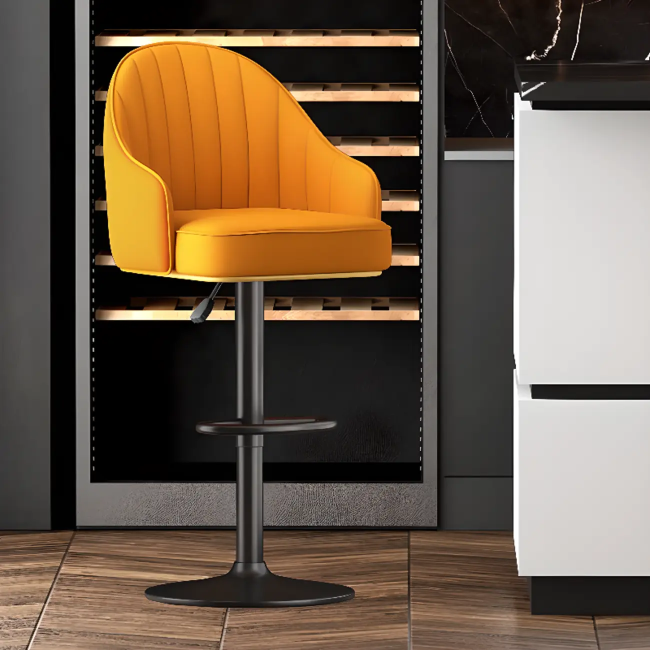 Glam Luxury Leather Swivel Adjustable Height Bar Stools Image - 14 | homeyfad