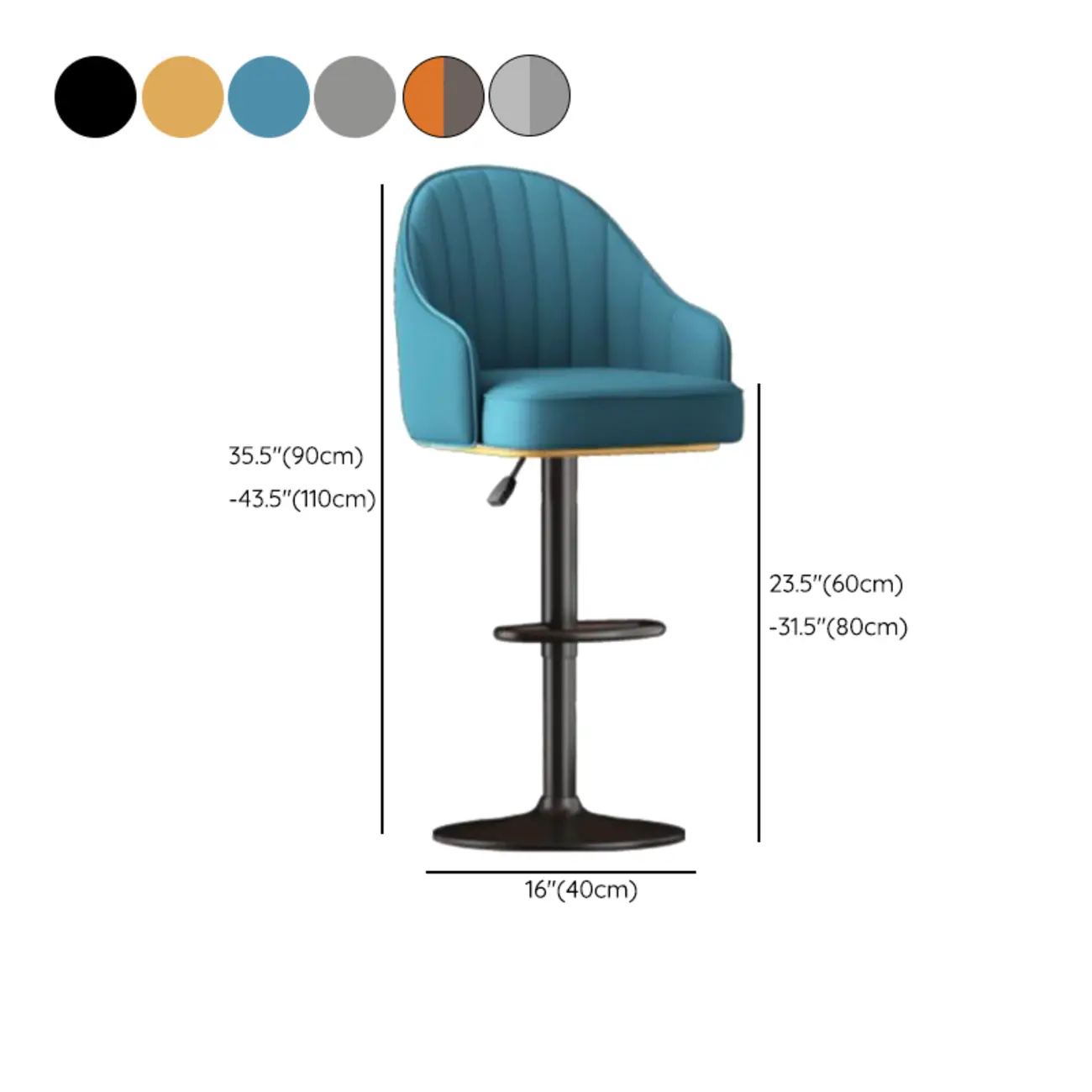 Glam Luxury Leather Swivel Adjustable Height Bar Stools #size | homeyfad