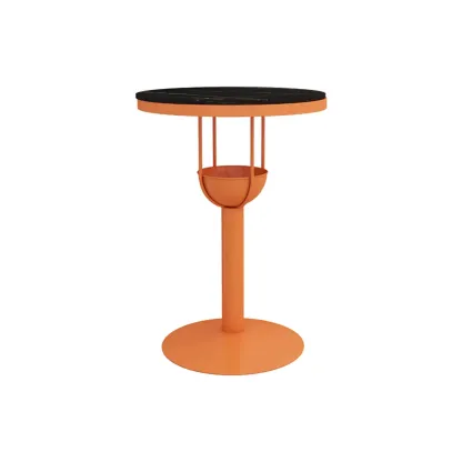 Modern Black Orange Orbicular Shelf Bar Tables Image - 2