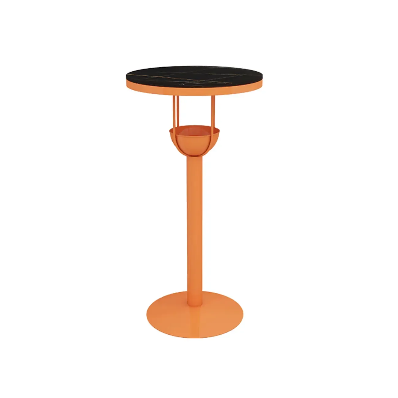 Modern Black Orange Orbicular Shelf Bar Tables Image - 3